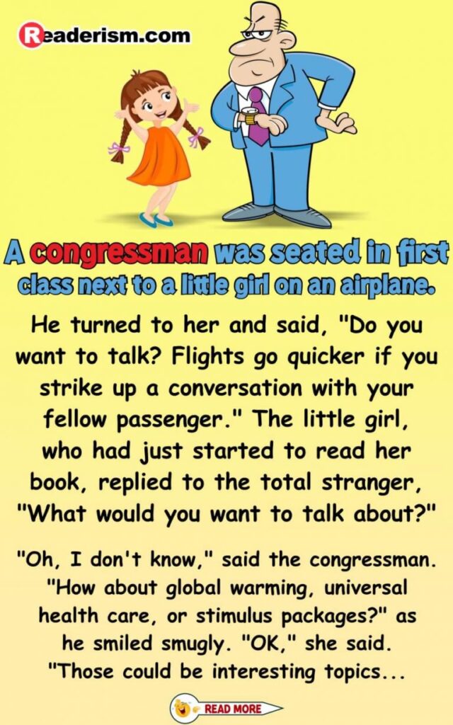 A Congressman and Little Girl in Airplane
