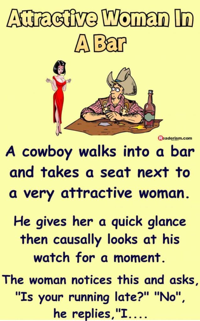 Attractive Women in a Bar With Cowboy
